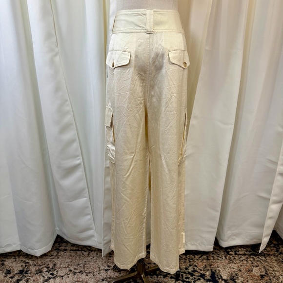NWT Lauren Ralph Lauren ‘Women’s Shantung Wide-Leg Cargo Pants’ in Winter White - Picture 11 of 16